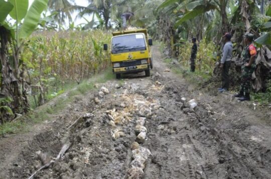 BAHAN MATERIAL BATU TERUS DI DROP KE LOKASI TMMD KE 104 KODIM 1407/BONE