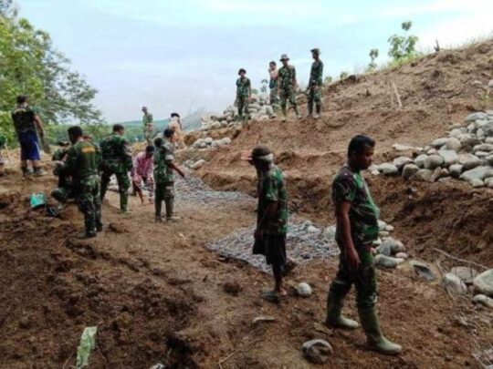 Progres Bronjong Kawat Titik II Makadam TMMD Pemalang, 30 %