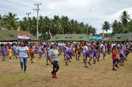 Baksos Satgas TMMD ke-104 di Desa Rusoh, Dengab Senam Jantung Sehat