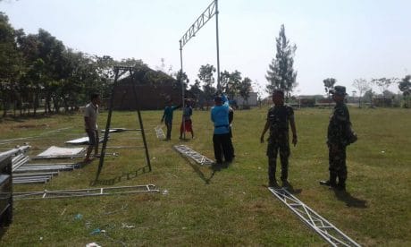 Tenda Upacara Pembukaan TMMD Reg 105 Tegal Sudah Datang
