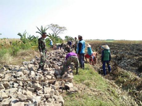 Bersatunya Warga Jatimulya Bangun Jalan Makadam Bersama TNI