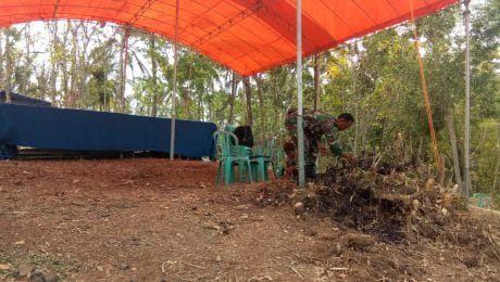 Tenda Untuk Lomba Mancing di Pra TMMD 106 Cilacap Sudah Berdiri Kokoh