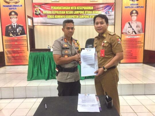 Pelayanan Kamtibmas Melalui SMS Blaster, Polres bersama Diskominfo Lampura Adakan MoU