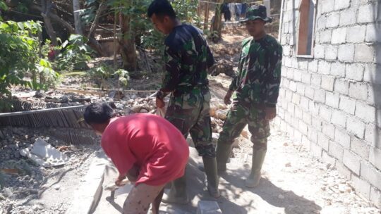 SATGAS TMMD 106,MULAI MENCAPUR MATERIAL TANDA KERJA DI MULAI