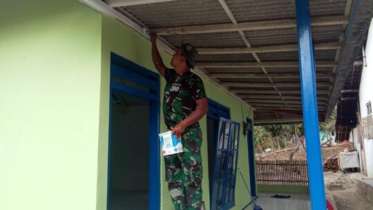 Pengecatan Usuk untuk Tanggulangi Rayap, Ini yang Dilakukan Kopda Yudi