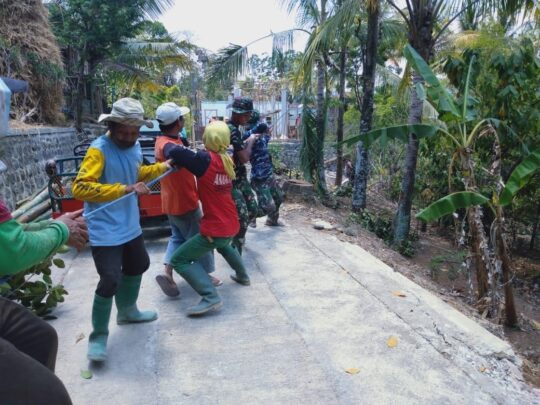 Satgas TMMD ke 106 Bantu Warga Robohkan Kayu Jati Untuk Bangun Masjid