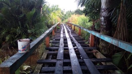 Jembatan Hubungan Persawahan Meunumbok Rusak Parah