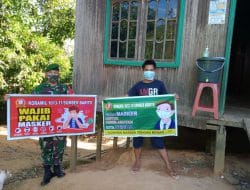 Babinsa Koramil 1013-11/Sumber Barito Ajak Warga Patuhi Disiplin Protkes Covid-19