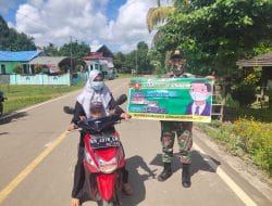 Babinsa Koramil 1013-04/Benangin Tegakkan Disiplin Protkes Covid-19