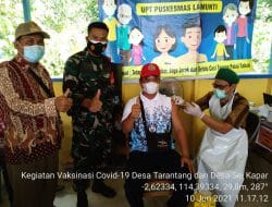 Anggota Koramil 08/Mantangai Dampingi Warga Binaannya Dalam Vaksinasi