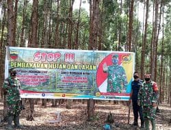 Satgas TMMD Sertu Benardo Sianturi Patroli Karhutla di Wilayah Desa Suohom, Tapanuli Selatan