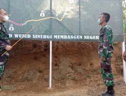 Koordinasi Prajurit Batalyon 125/Simbisa di Lokasi TMMD 111 Kodim 0212/TS