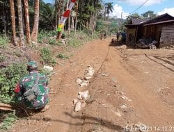 Satgas TMMD Sudah Buat Patok Lebar Pengerasan Jalan Sejauh 1286 meter