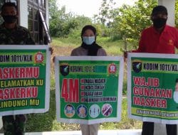 Anggota Koramil 05/Pulau Petak Monitoring Desa Tangguh Tangkal Covid-19 Di Wilayah Binaannya