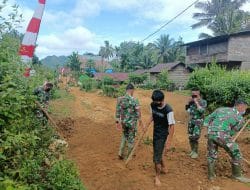 Giat Pemuda Desa Gotong Royong Perbaiki dan Perlebar Jalan Desa Siuhom, TMMD Tapsel