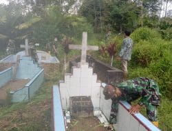 Satgas TMMD Tapsel, Jalankan Prokes Saat Kerja Bakti Bersihkan Makam Desa Siuhom