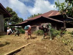 Kerja Bakti Bersihkan Gereja, Satgas Jalankan Prokes, TMMD Tapsel
