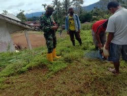 Satgas Mulai Tentukan Titik Tengah Untuk Buat Tiang Net Bola Voli, TMMD Tapsel
