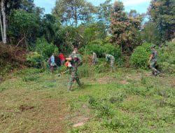 Pembagian Tugas, Biar Lapangan Bola Voli Cepat Selesai, TMMD Tapsel