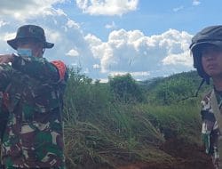 DANSATGAS TMMD TINJAU PENGERASAN JALAN DI DUSUN RIAM PINANG