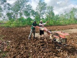 Masuk Lumpur, Satgas TMMD Gresik Bantu Warga Bajak Sawah
