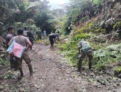 Satgas Peduli Lingkungan, Gotong-royong Bersihkan dan Perlebar Jalan Desa di TMMD Kodim Tapsel