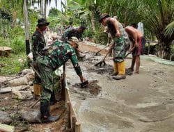Satukan Semangat dan Tenaga, Bukti Kemanunggalan Satgas TMMD Ke-111 Kodim 1207/Pontianak Bersama Rakyat