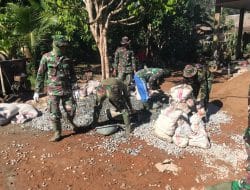 Pasca Kegiatan TMMD Ke-111 Kodim 1207/Pontianak, Satgas Kumpulkan Material Yang Masih Tersisa