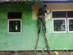 Setelah Dicat, Posko TMMD Ke-111 Kodim 1207/Pontianak Terlihat Bagus dan Bersih