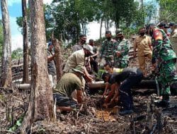 Anggota Satgas TMMD Dan Warga Menanam Pohon