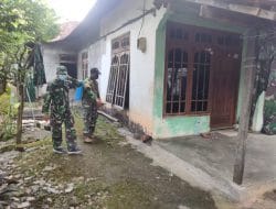 Cegah Corona, Puluhan Rumah Warga di Lokasi TMMD ke 111 Disemprot Disifektan