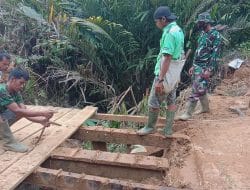 Selalu Jalin Koordinasi, Giat Perbaikan jembatan Rusak di TMMD Kodim Tapsel