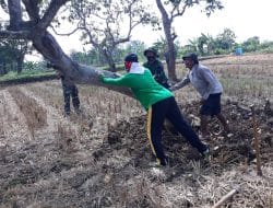 Anggota Satgas TMMD Regtas Ke 111 Kodim 0817/Gresik Lakukan Komsos di Lintasan Jalan Yang Tengah Dibangun