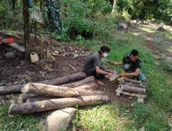 Mencari Kayu Lagi Sebagai Tambahan Bangunan Jembatan