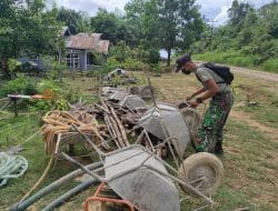 Di Balik Ketangguhan Gerobak Sorong, Alat Andalan Satgas TMMD Ke-111 Kodim 1202/Singkawang
