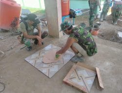 Kelihaian Anggota Satgas Potong Keramik