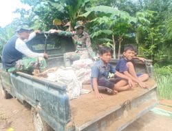 Keakraban Anak-Anak Bersama Anggota Satgas TMMD Ke-111 Kodim 1207/Pontianak   