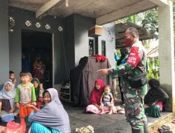 Anggota Satgas TMMD Ke-111 Kodim 1207/Pontianak Berikan Edukasi Kepada Ibu-Ibu Tentang Bahaya Penularan Covid-19 dan Cara Pencegahannya