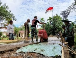 Semangat Merah Putih Tetap Berkibar Dihati Satgas TMMD Ke-111 Kodim 1207/Pontianak