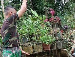 Mengisi Waktu Istirahat , Satgas TMMD Kodim Tapsel Bantu Rawat Bunga