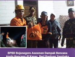 BPBD Bojonegoro Asesmen Dampak Bencana Angin Kencang di Kapas, Beri Bantuan Sembako 