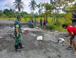 Prihatin Kerusakan Jalan, Satgas TMMD Perbaiki Jalan Penghubung