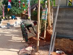 Capai 75 %, Pembangunan Gapura Masuk Desa TMMD Ke-117 Kodim 0801/Pacitan