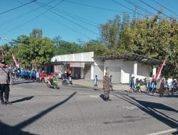 Meriahkan HUT Kemerdekaan RI Ke-78, Koramil 0801/12 Pringkuku Ikut Jalan Sehat.