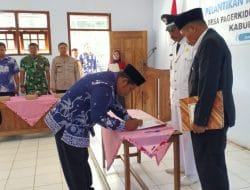 Danramil 0801/09 Sudimoro Hadiri Pelantikan Pengambilan Sumpah Kepala Dusun Krajan