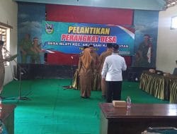 Danramil 0801/03 Arjosari Hadiri Pelantikan Dan Pengambilan Sumpah Perangkat Desa Mlati.