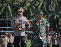 Kapolres Bersama Dandim 0824/Jember Pimpin Apel Pergeseran Pasukan Pengamanan Pemilu 2024