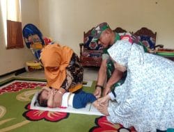 Satgas TMMD Reguler ke-120 Dampingi Kegiatan Posyandu di Desa Sijenggung