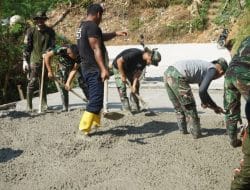 Berpacu dengan Waktu, Satgas TMMD Kodim Batam Berupaya Selesaikan Pemasangan Papan Mal