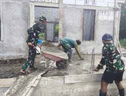 Satgas TMMD Kodim Kapuas Bersama Warga Selesaikan Pengecoran Lantai Mushola Darul Hikmah